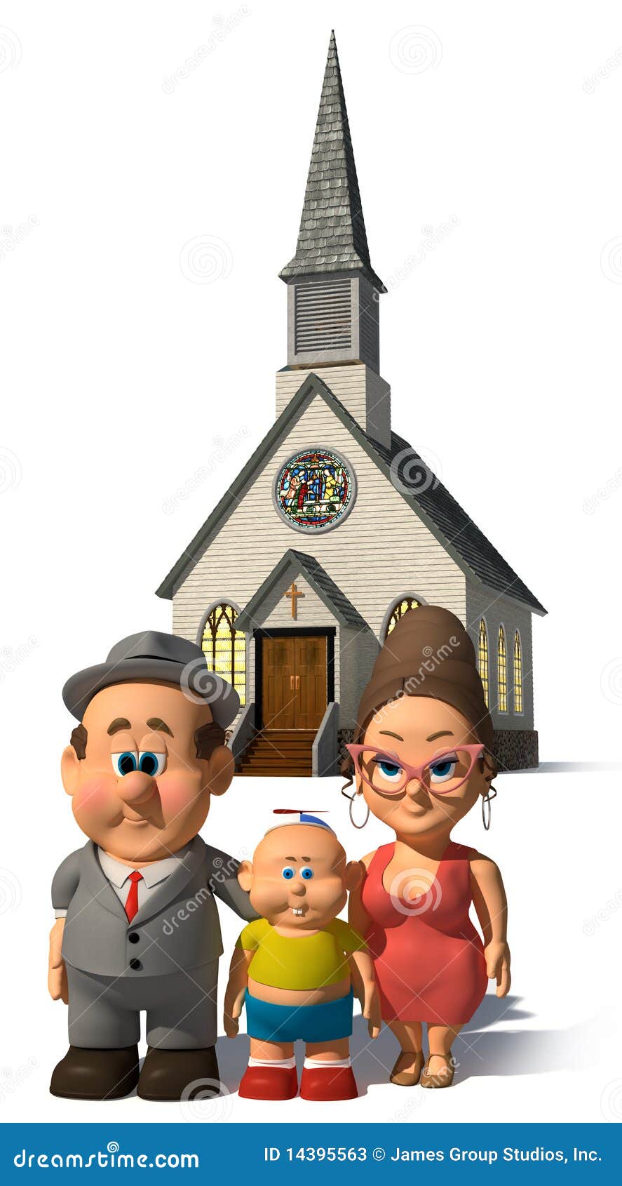 La familia feliz stock de ilustración. Ilustración de iglesia - 14395563