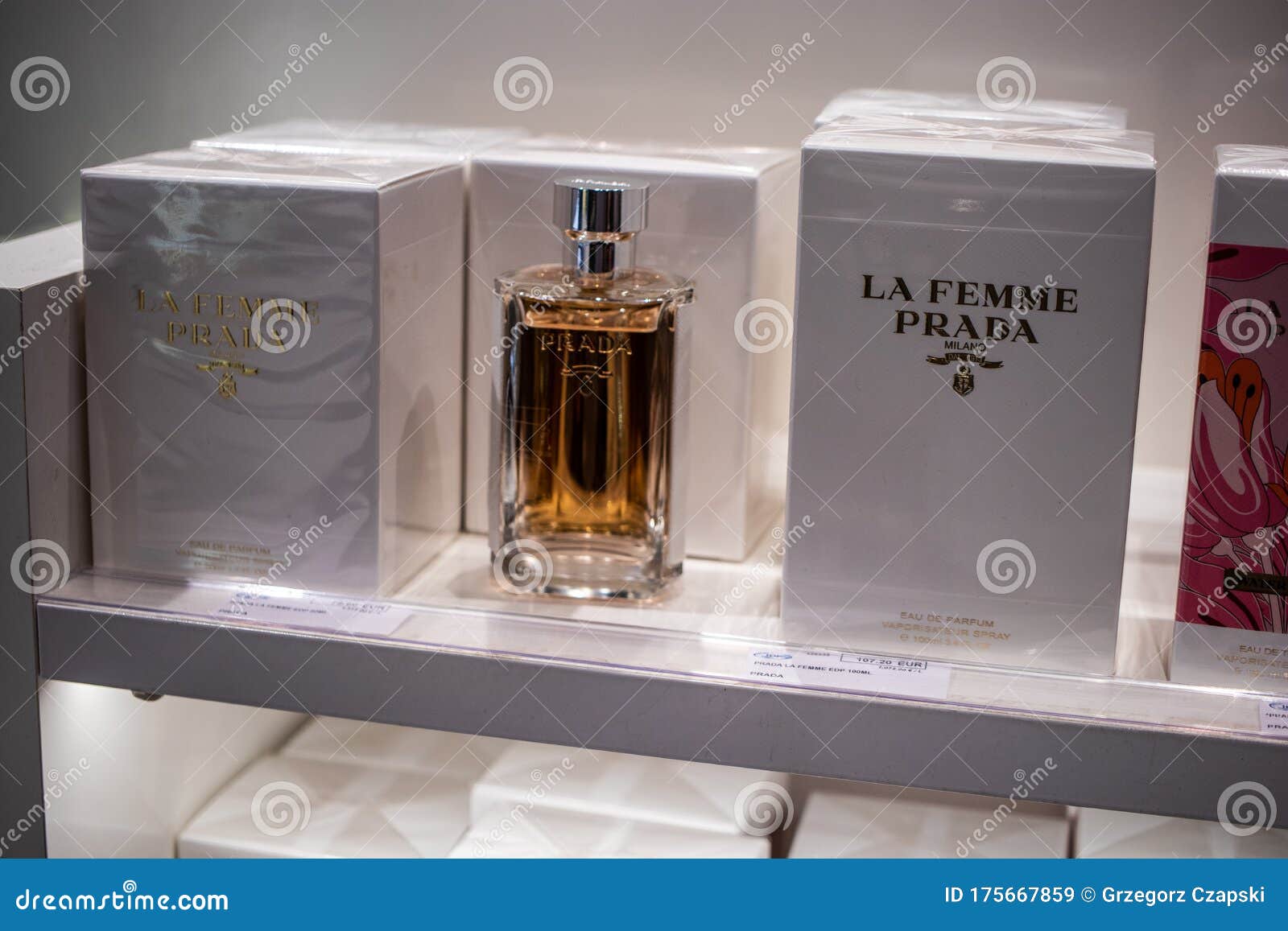 La Femme Prada Perfume on the Shop Display for Sale, Fragrance Created by Prada  Milano Editorial Stock Image - Image of glamour, liquid: 175667859