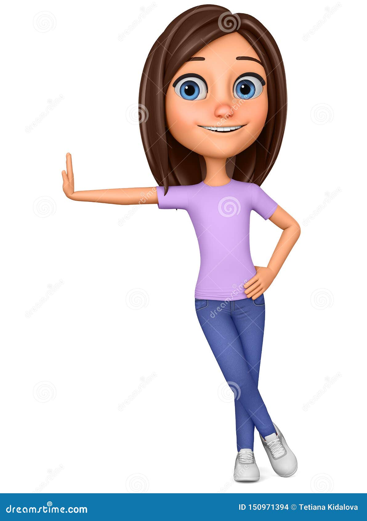 Personnage Dessin De Dessin Animé La Fille De Personnage De Dessin Animé S'est Penchée Contre Un Conseil Vide Rendu 3d La Publicit? De La Vente D'illustration Illustration Stock - Illustration du penché, panneau: 150971394