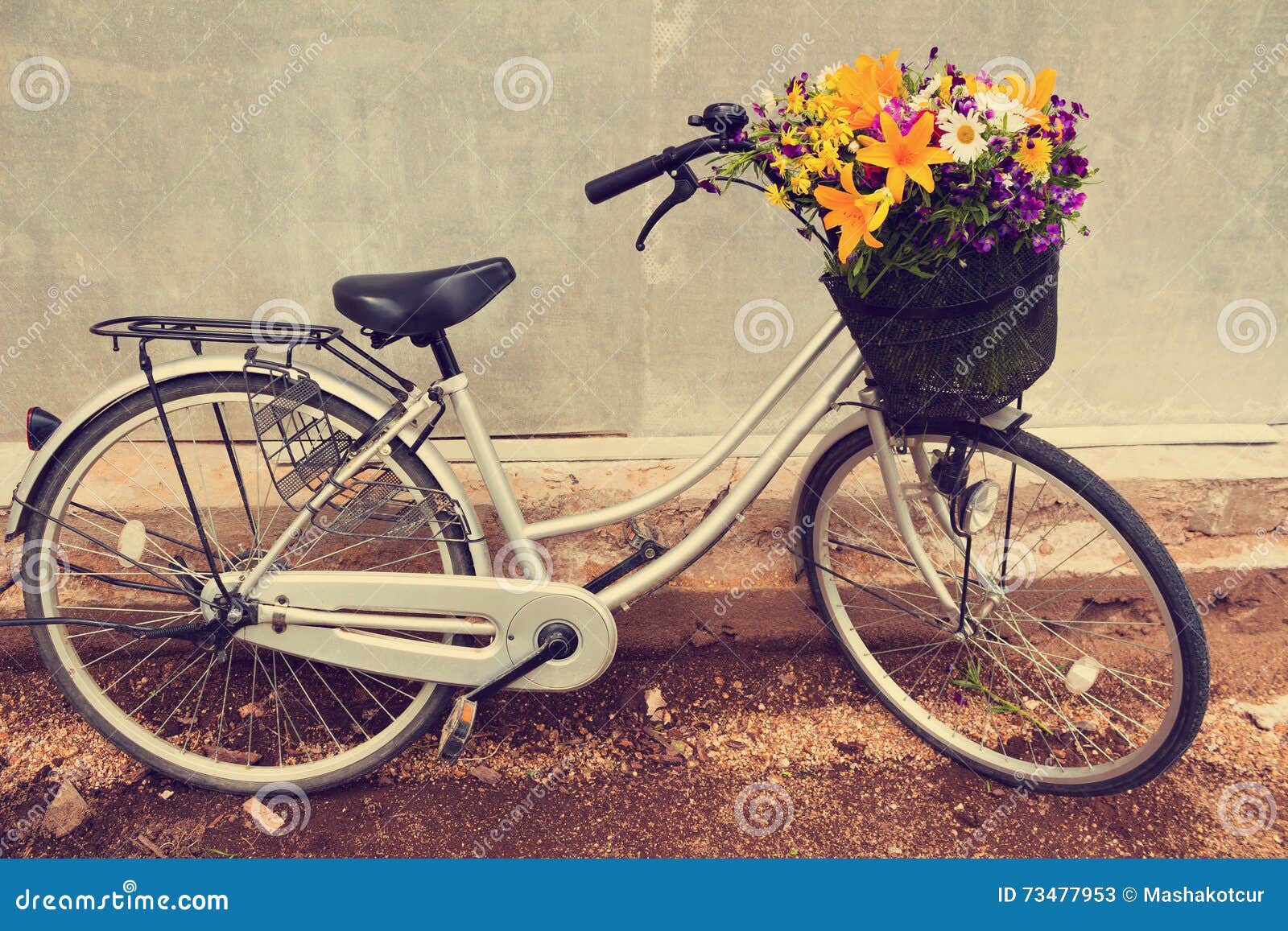 Bicicleta Con Cesta De Flores Bicicleta De Niña En El Centro Comercial Foto  de stock y más banco de imágenes de A la moda - iStock