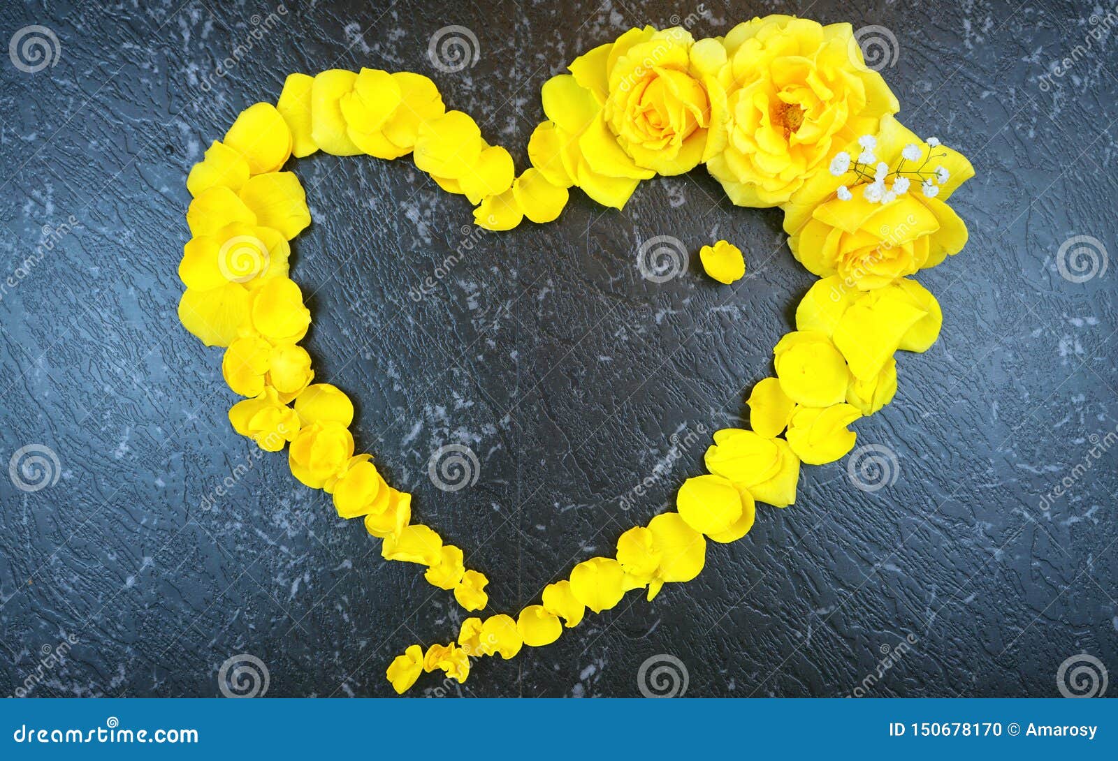 La Frontera Del Corazón Del Amor Hizo De Rosas Amarillas Y De Pétalos  Frescos Foto de archivo - Imagen de verano, fondo: 150678170