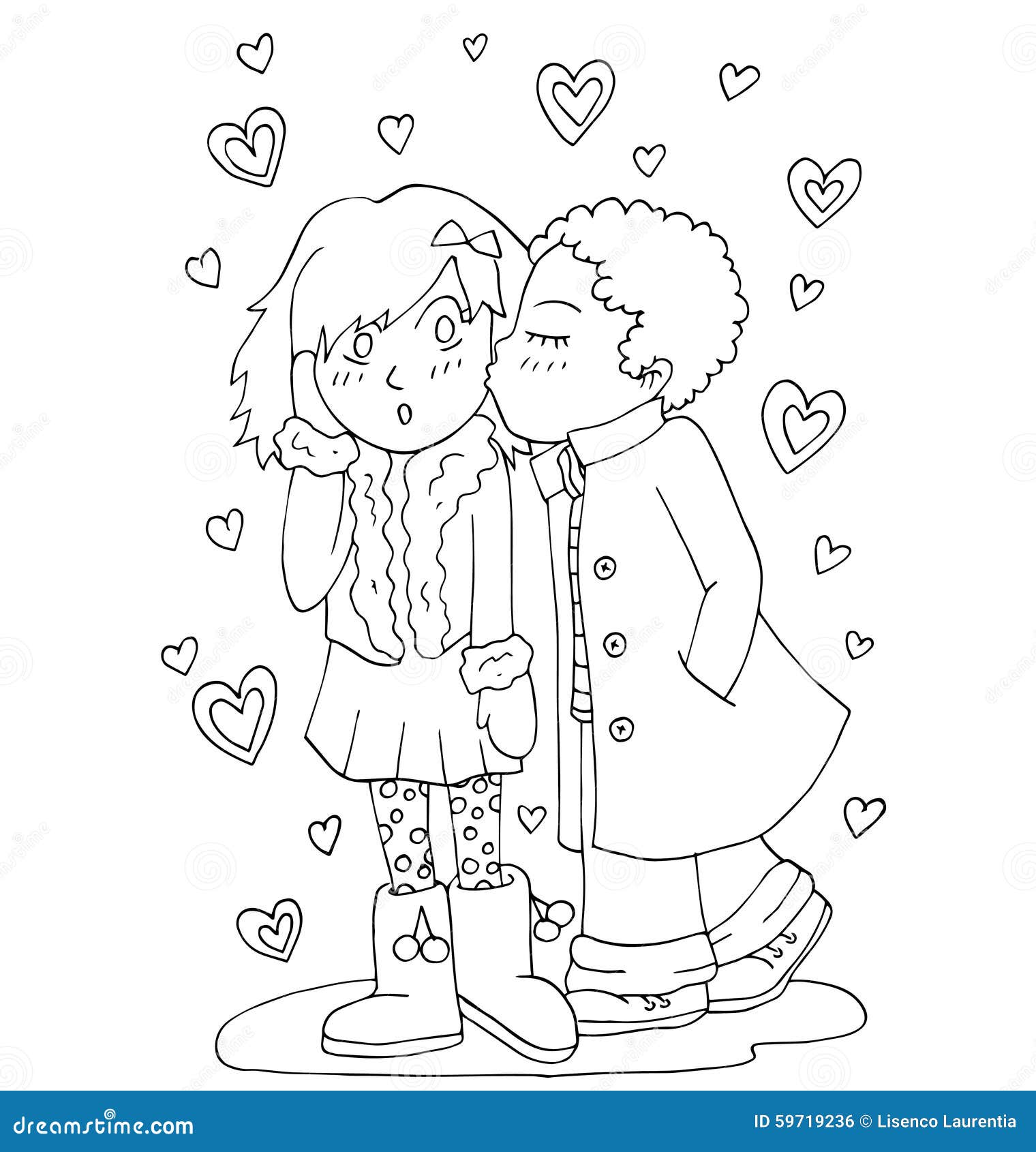 La giovent¹ celebra l amore il primo amore giovane disegno della mano di primo bacio per colorare People cute Libera da Diritti