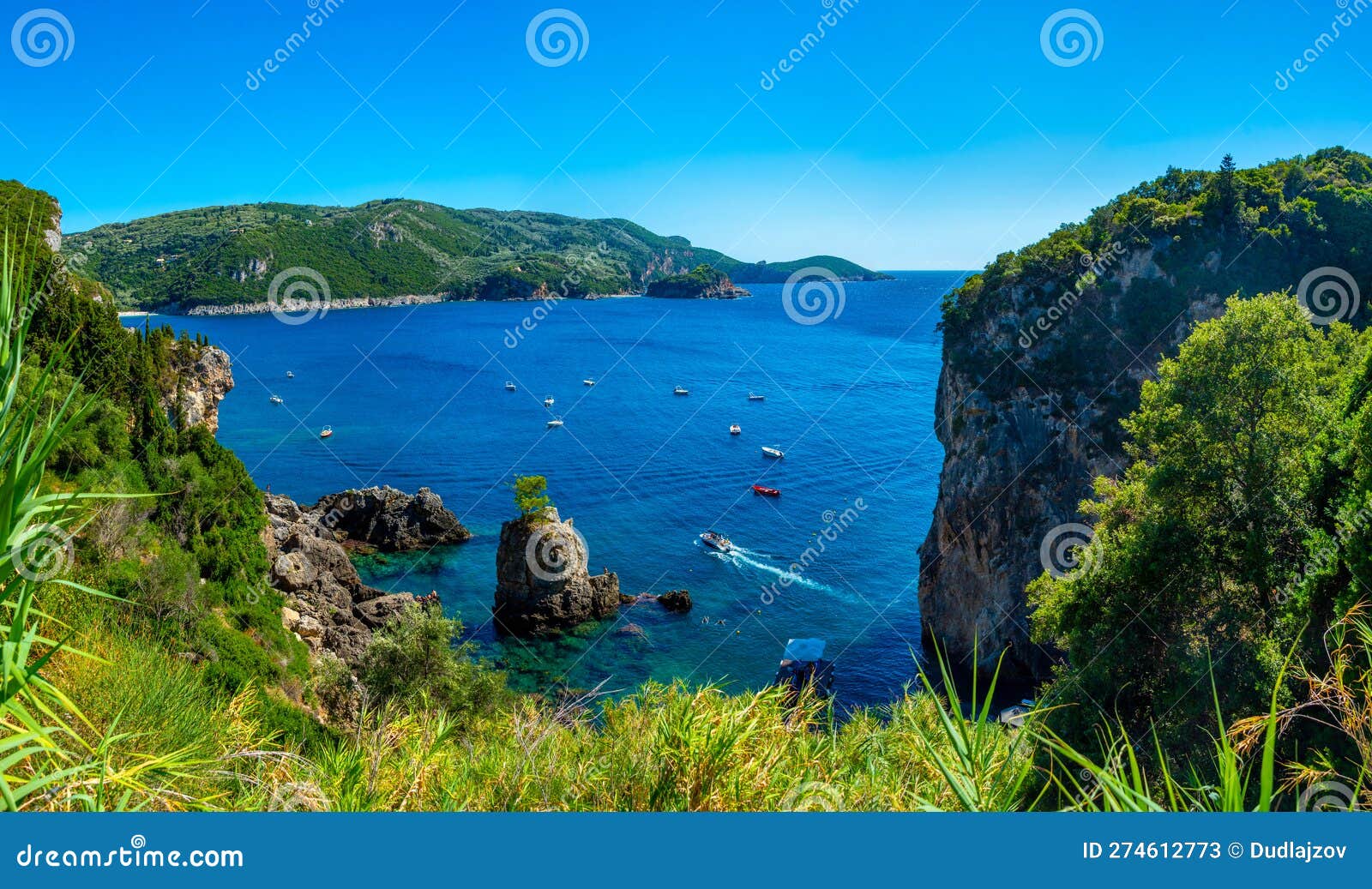 La Grotta Beach at Greek Island Corfu Stock Image - Image of green ...