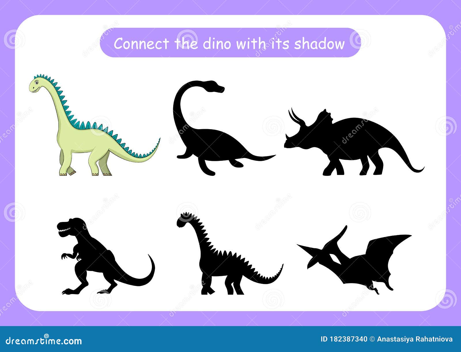 La Hoja De Cálculo Conecta El Dinosaurio Con Su Sombra Ilustración del  Vector - Ilustración de actividad, objeto: 182387340
