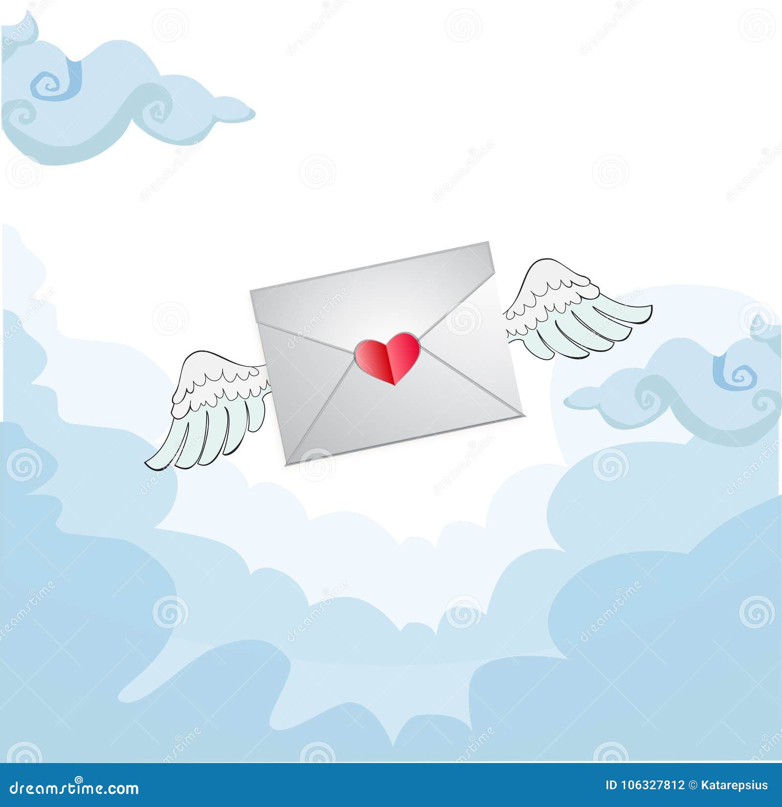 La Lettre Damour De Vol Avec Lange Blanc Senvole Dans Le