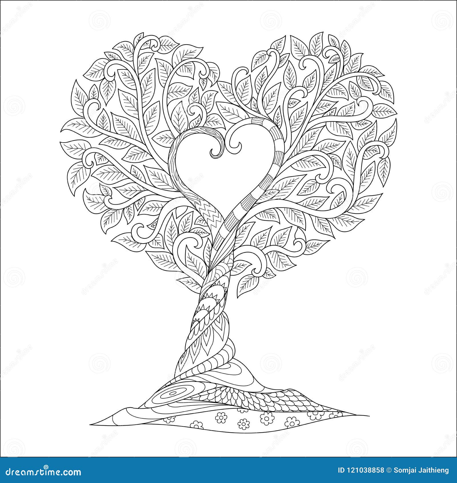 La Linea Arte Di Albero Nella Forma Del Cuore Per Il T Stampato L Incisione La Pagina Del Libro Da Colorare Ed Altra Progettano Illustrazione Vettoriale Illustrazione Di Albero Adulto