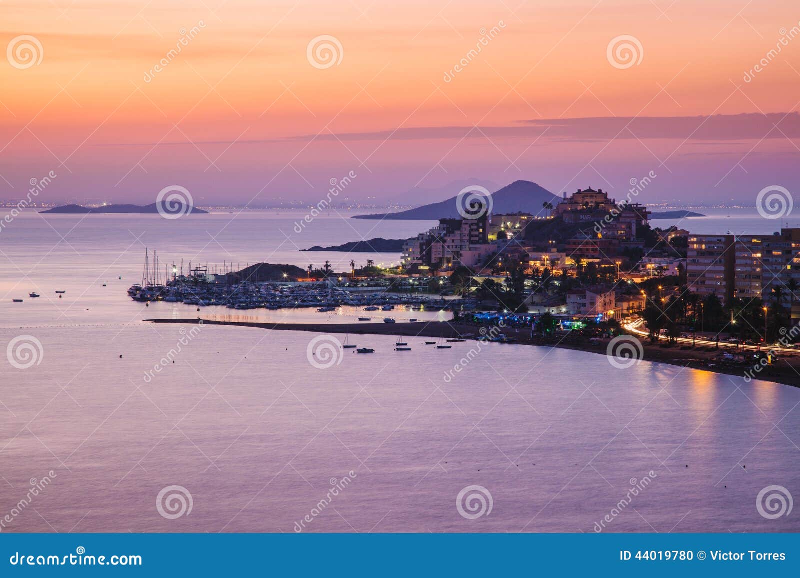 la manga del mar menor skyline at night, murcia