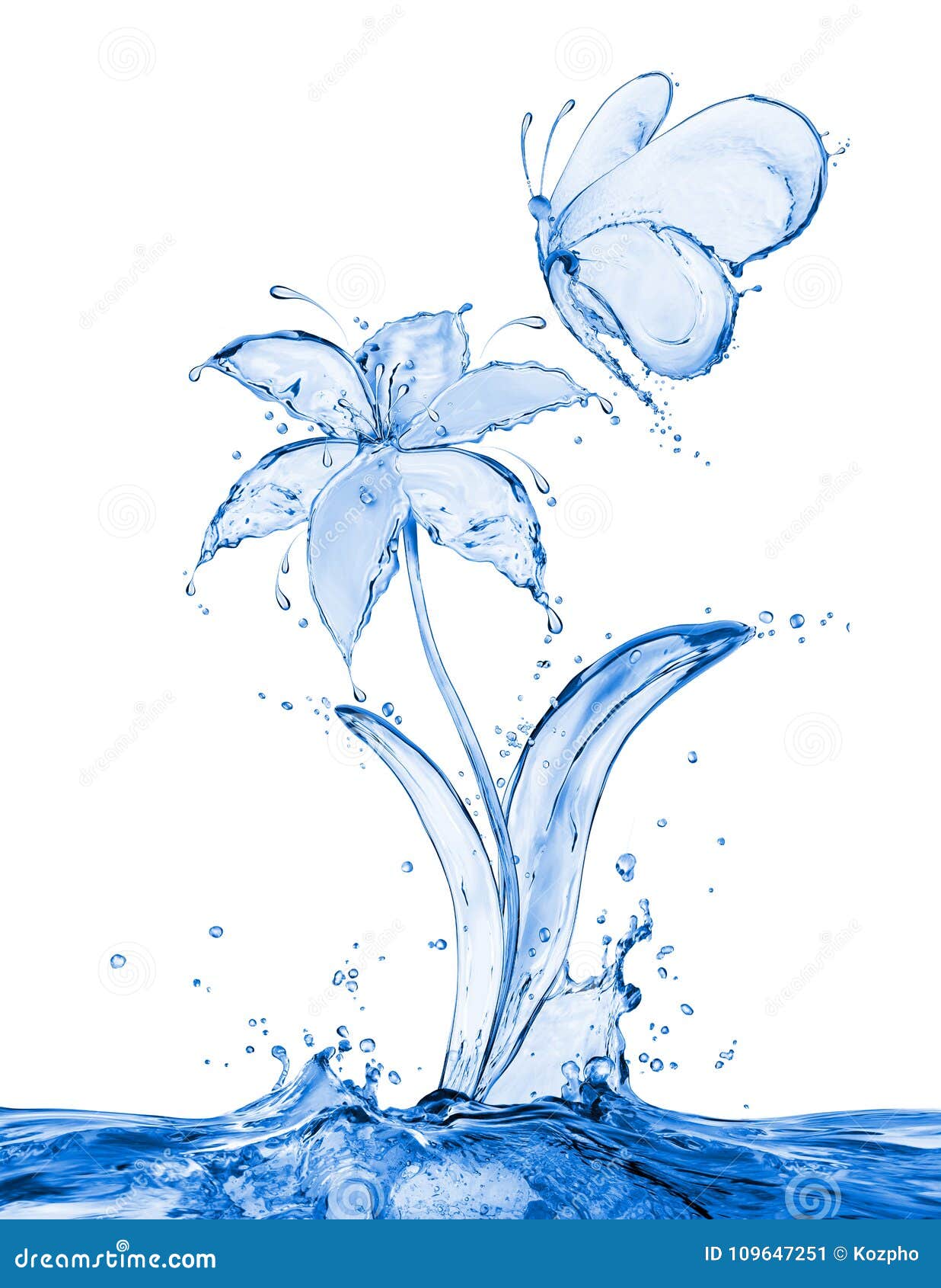 La Mariposa Y La Flor Hechas Del Agua Salpica Imagen de archivo - Imagen de  flor, fondo: 109647251