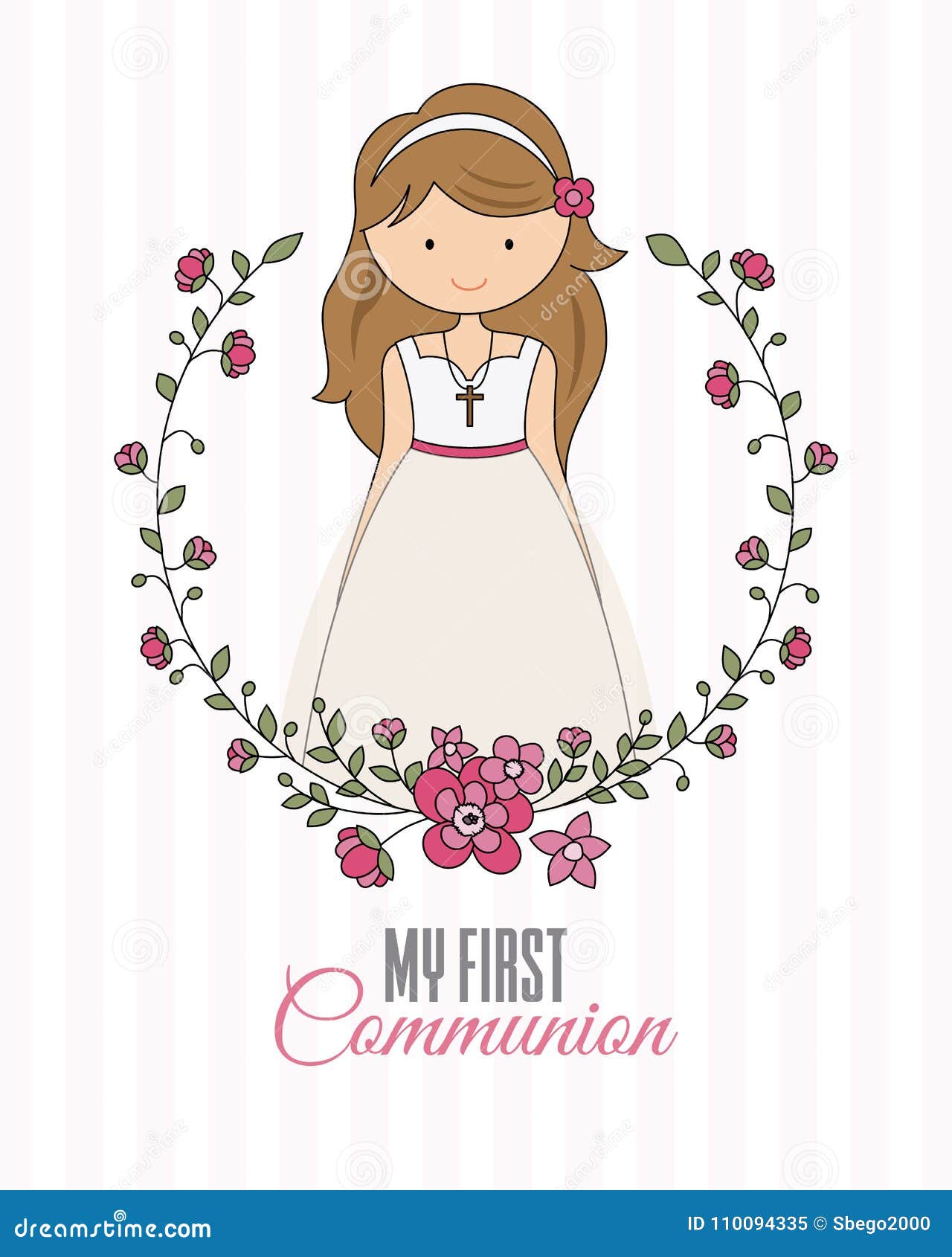 La Mia Prima Ragazza Di Comunione Illustrazione Vettoriale Illustrazione Di First Bambini