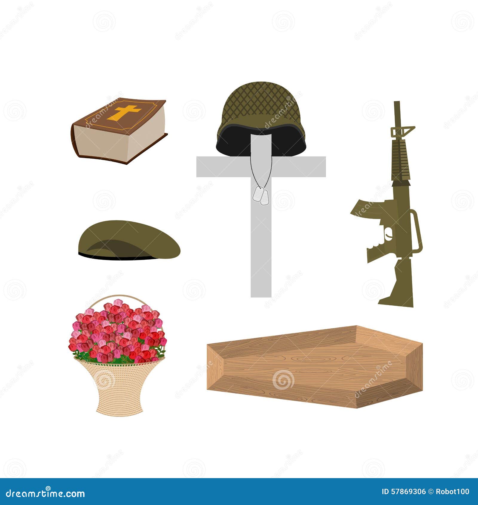 La Mort D'un Vétéran Militaire Accessoires D'enterrement De Soldat  Illustration de Vecteur - Illustration du croix, courage: 57869306