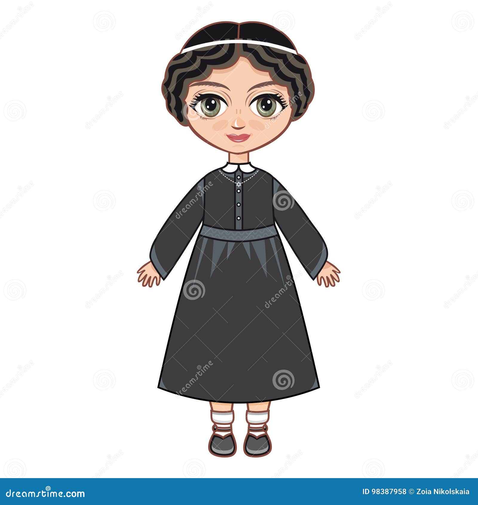 La Muchacha En Vestido Ortodoxo De Los Judíos Ilustración del Vector -  Ilustración de lindo, familia: 98387958