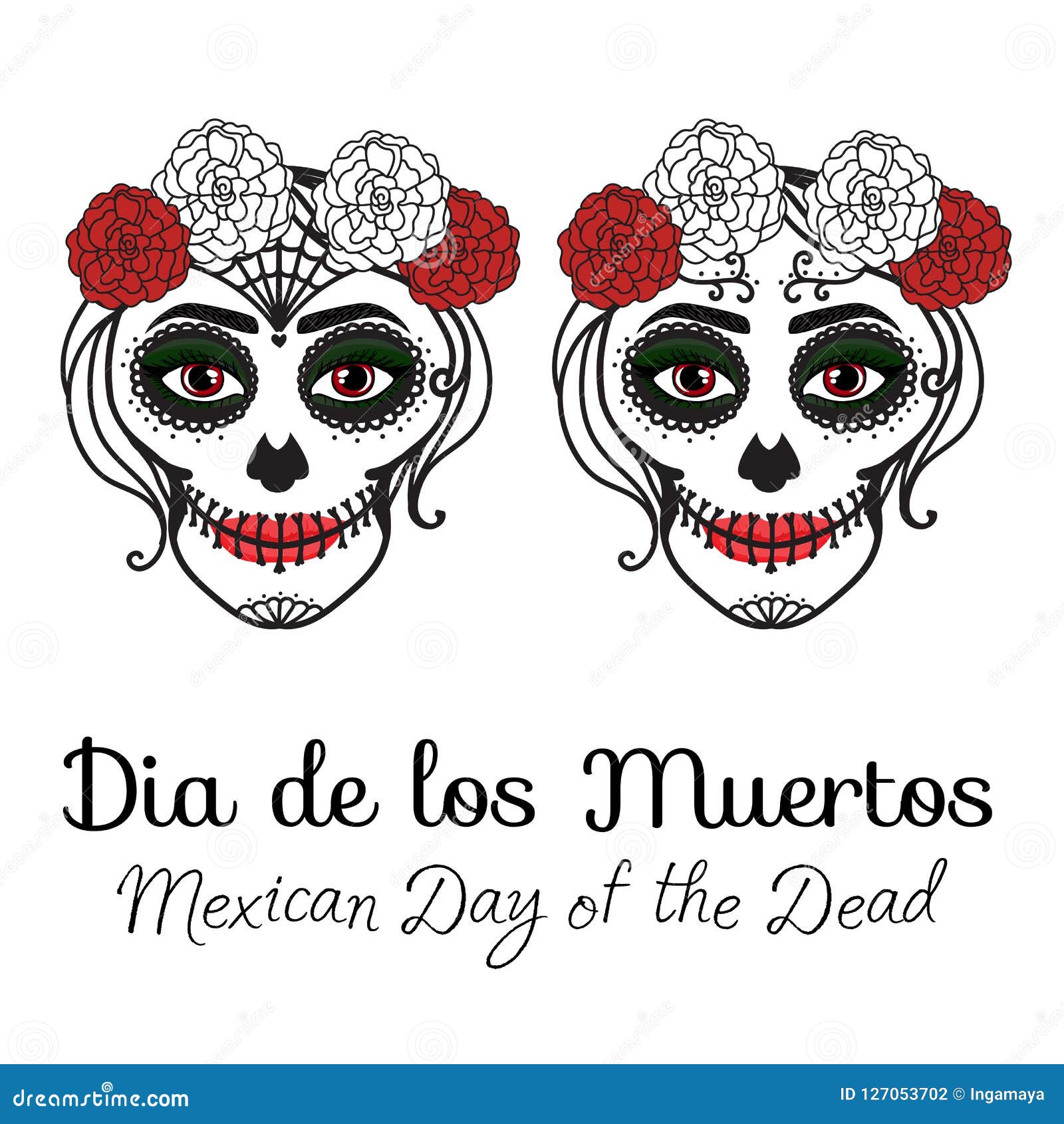 La Mujer De Catrina Con Compone Del Cráneo Del Azúcar Dia De Los Muertos Día  Mexicano De Los Muertos Dibujo De La Mano Del Ejempl Ilustración del Vector  - Ilustración de trazado,