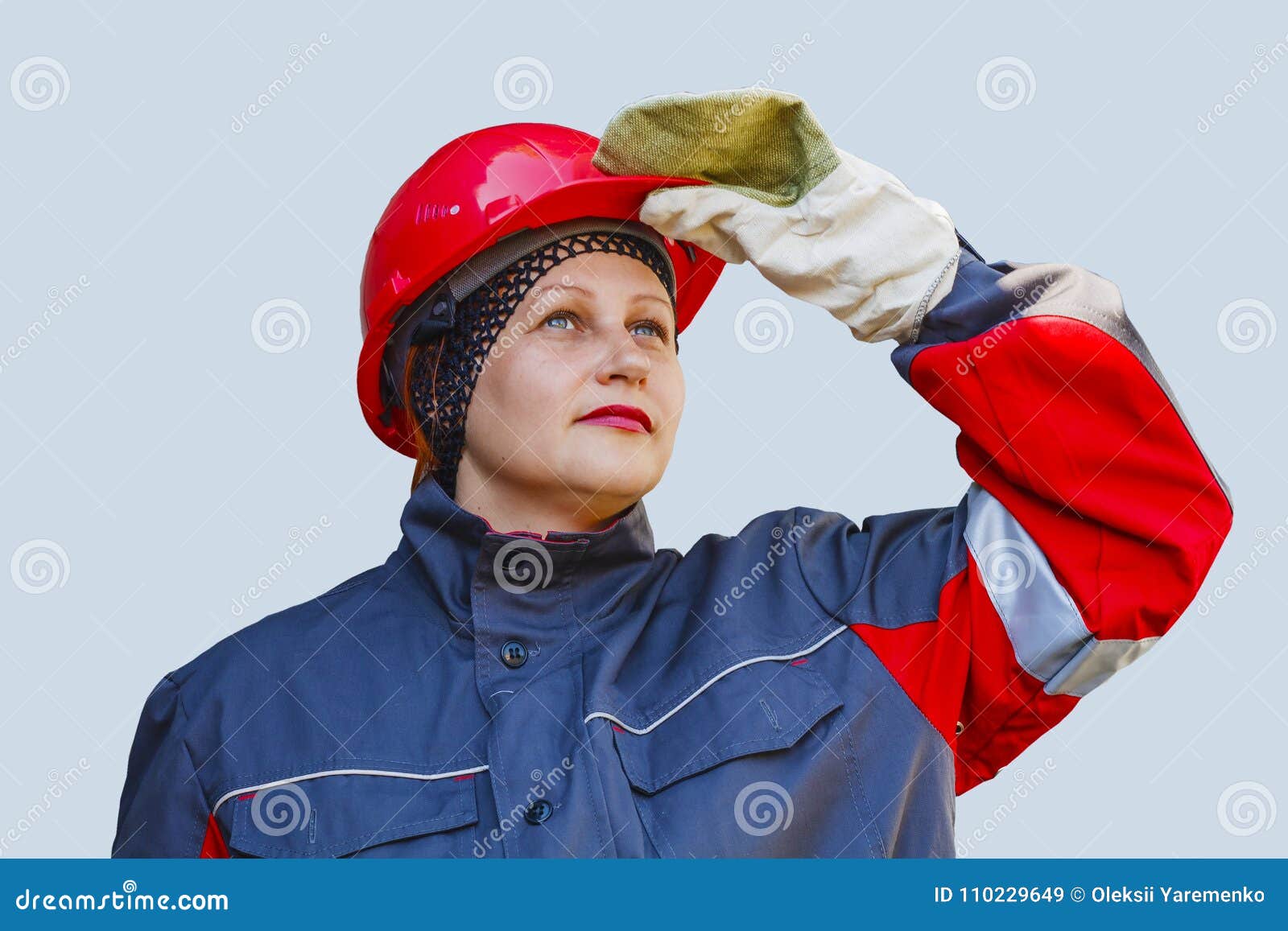 La Mujer En Ropa De Funcionamiento Protectora Protección De Trabajo de - Imagen de seguridad, peligroso: 110229649