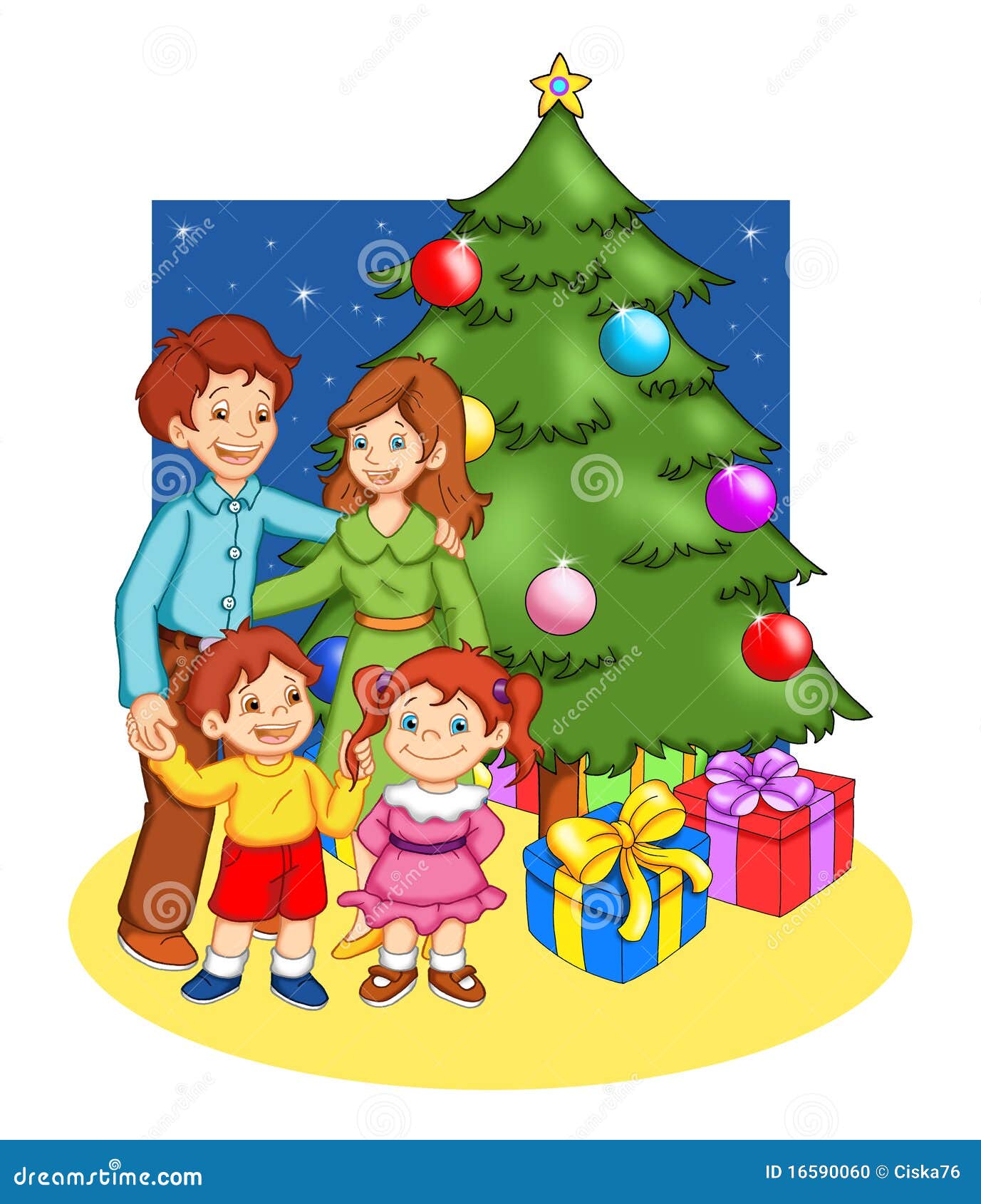 La Navidad en familia stock de ilustración. Ilustración de bola - 16590060