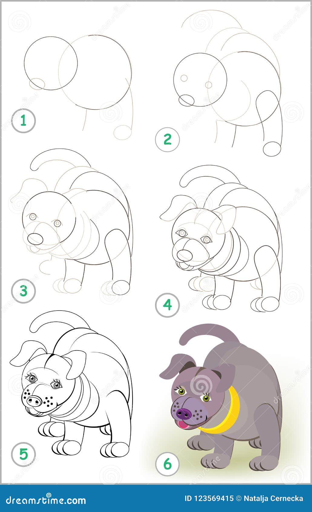 Página de dibujo de perros, cómo dibujar perros, aprender a dibujar perros,  páginas de dibujo de animales, perros