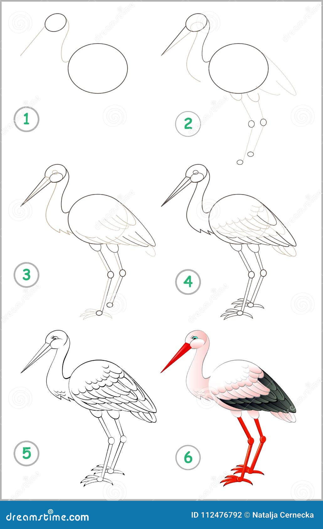 La Página Muestra Cómo Aprender Paso a Paso Dibujar Una Cigüeña Habilidades  De Los Niños Que Se Convierten Para Dibujar Y Colorea Ilustración del  Vector - Ilustración de actividad, escuela: 112476792