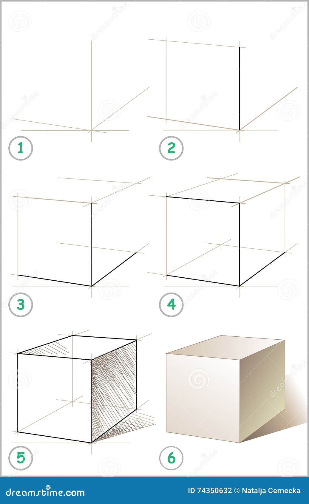 Como Dibujar Un Cubo La Página Muestra Cómo Aprender Paso a Paso Dibujar El Cubo Ilustración del  Vector - Ilustración de stepwise, ejercicio: 74350632