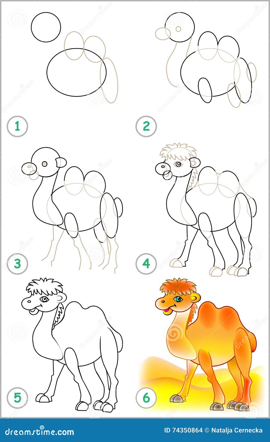 La Página Muestra Cómo Aprender Paso a Paso Dibujar Un Camello Ilustración  del Vector - Ilustración de gradualmente, camello: 74350864