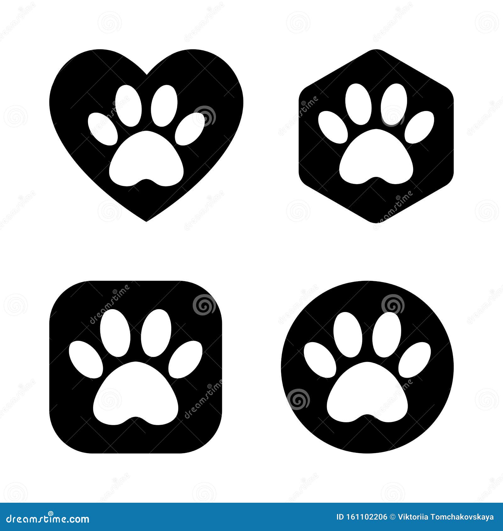 empreinte de patte de chien ou de chat et coeur dans le logo de