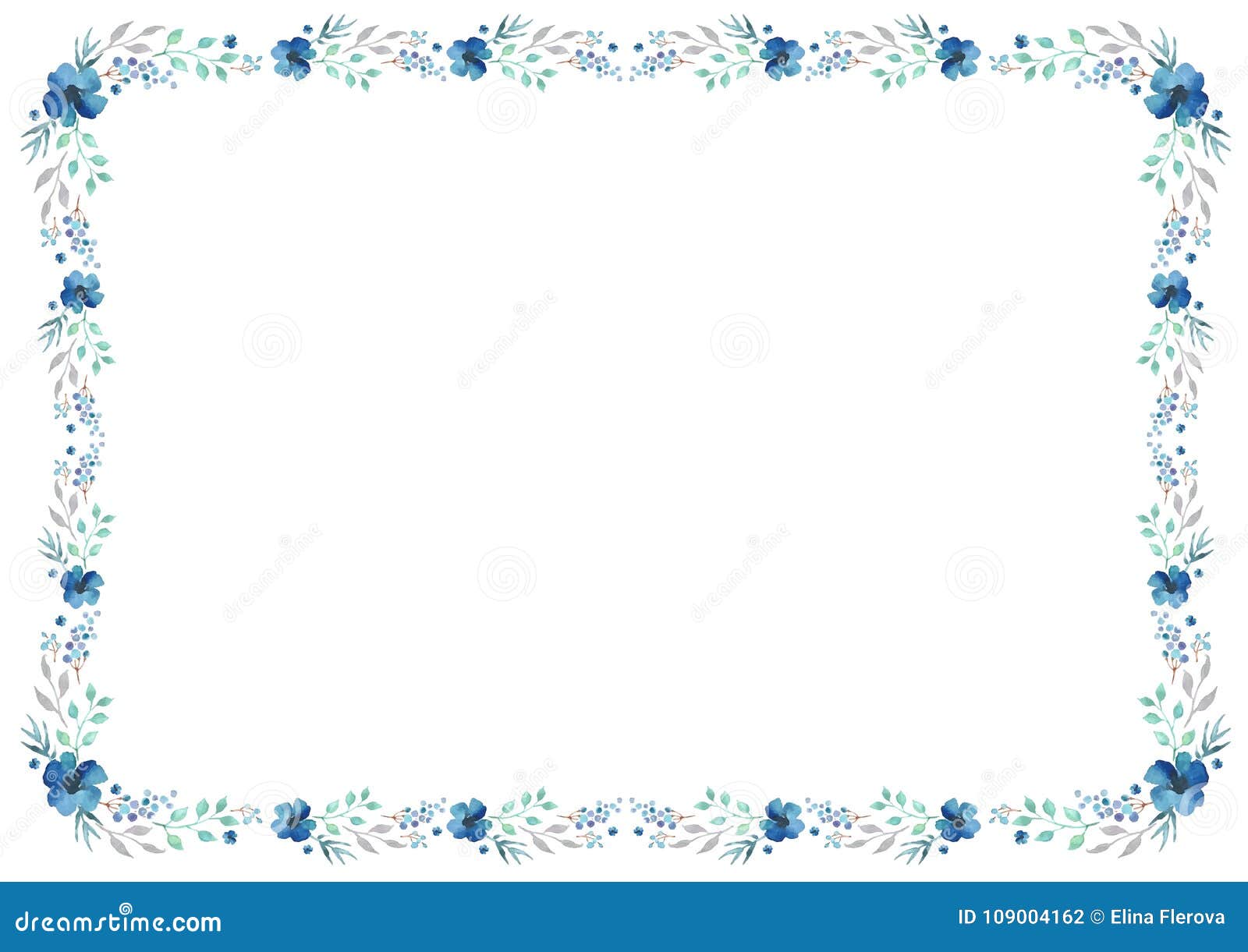La Plantilla Floral Del Marco Con Las Flores Azules Y Swirly Se Va En El  Fondo Blanco Ilustración del Vector - Ilustración de frontera, elegancia:  109004162