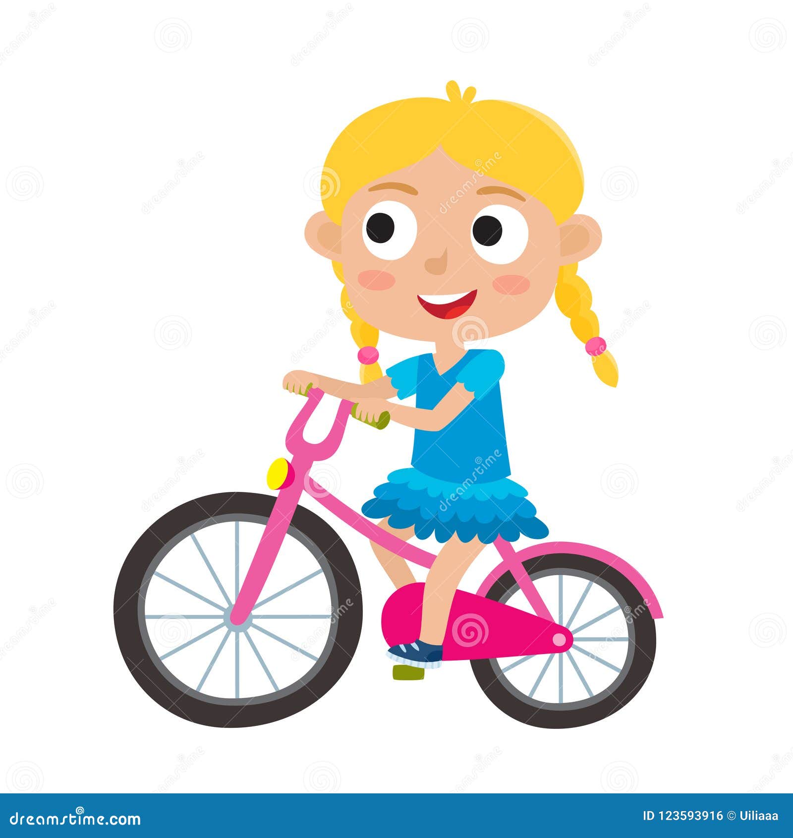 La Ragazza Bionda Del Fumetto Che Guida Una Bici Che Si Diverte La Guida Va In Bicicletta L Iso Illustrazione Vettoriale Illustrazione Di Felice Giro