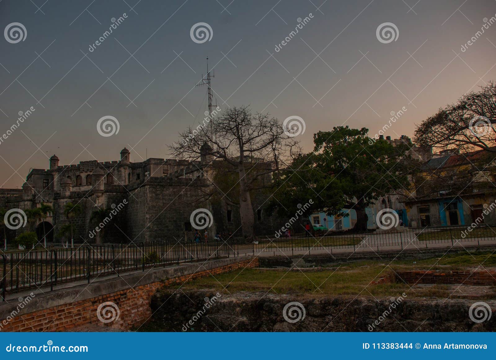 la real fuerza fortress in the evening. castillo de la real fuerza - old havana, cuba