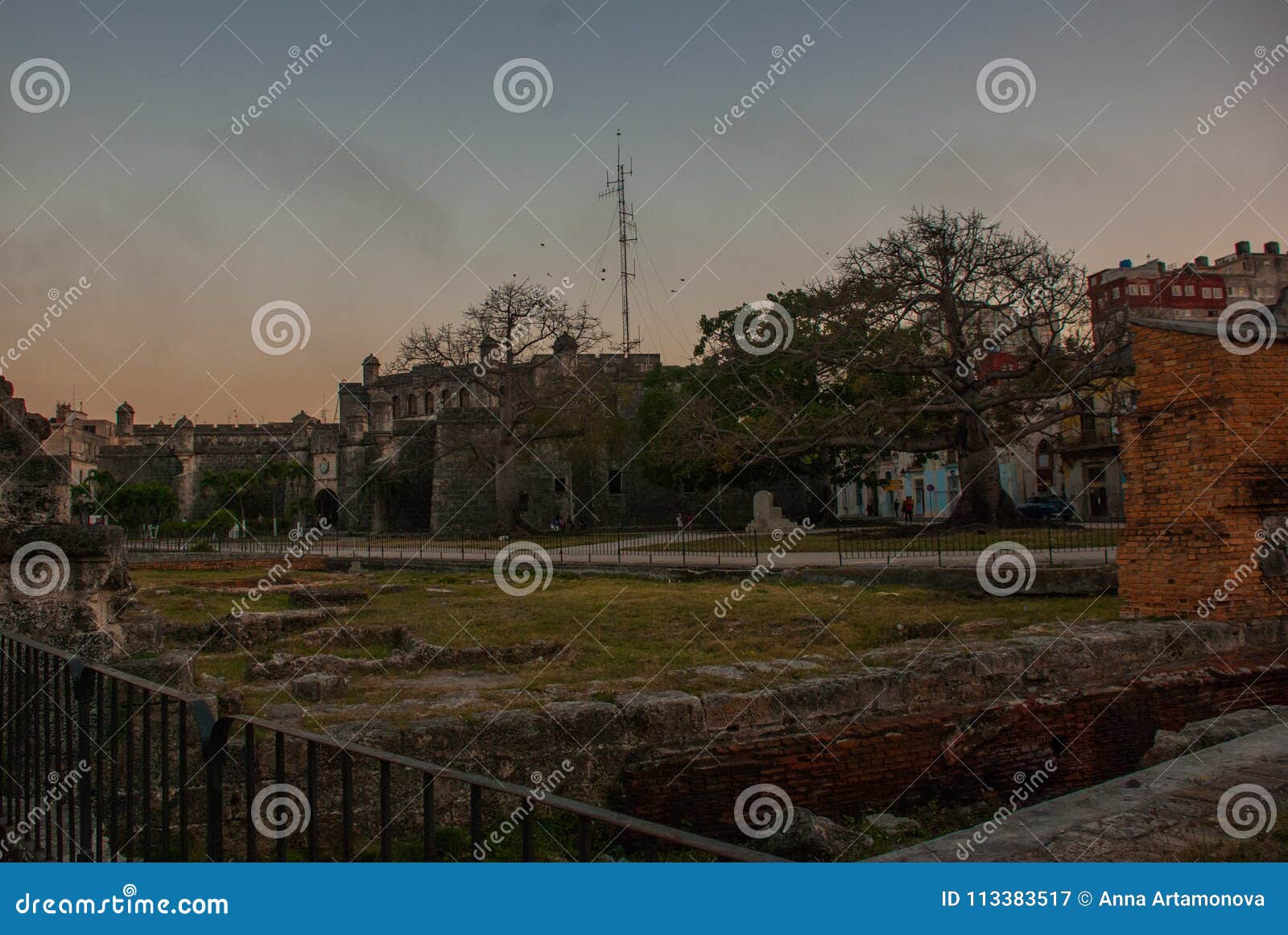 la real fuerza fortress in the evening. castillo de la real fuerza - old havana, cuba