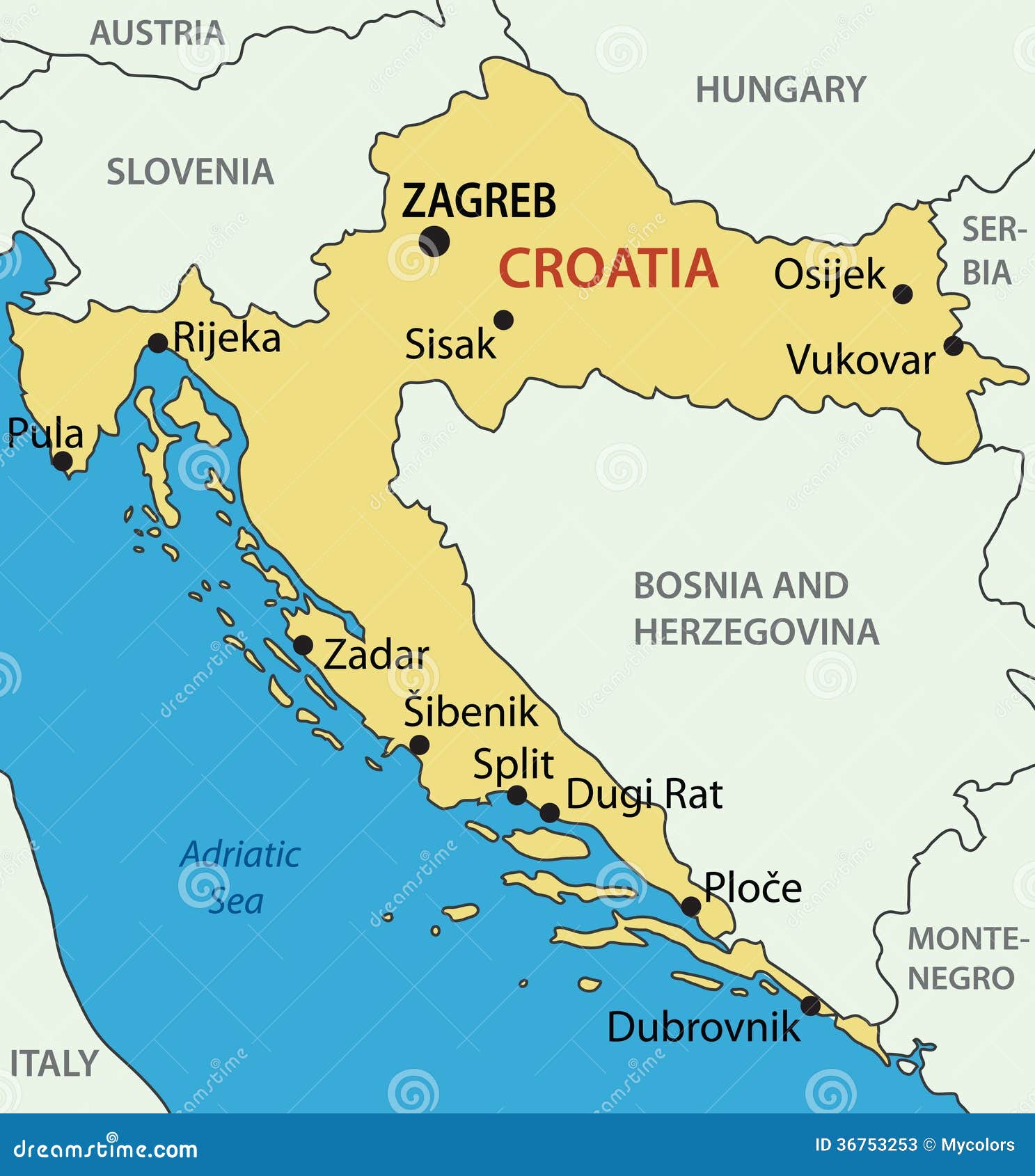 La República De Croacia - Mapa Del Vector Ilustración del ...