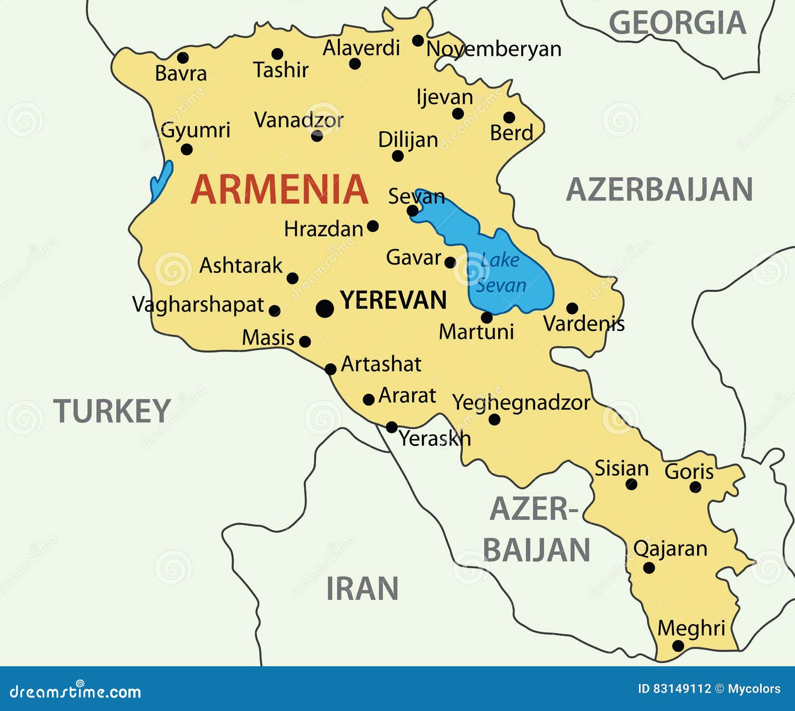 La República De Armenia Mapa Ilustración del Vector Ilustración de