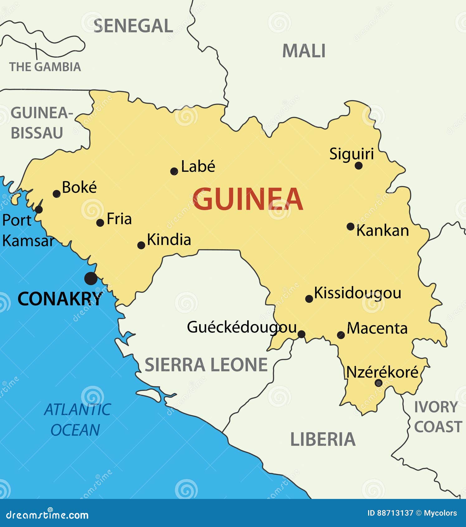La República De Guinea Mapa Del Vector Ilustración del Vector