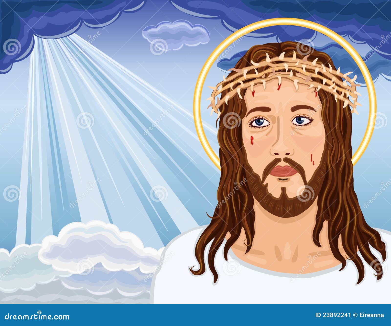 La resurrección - retrato del Jesucristo. Se levanta Cristo - retrato del Jesucristo que trae la salvación a la humanidad. La ilustración del vector salvada como EPS AI8, todos los elementos acodó, ningunos efectos, fáciles corrija e imprima - ahora aguardar el examen.