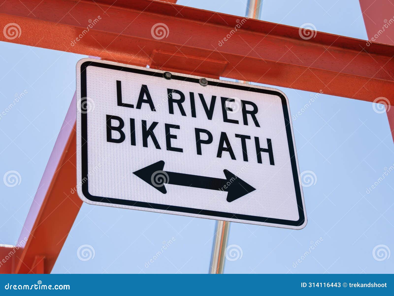 LA River Bike Path Sign stock image. Image of glassell - 314116443