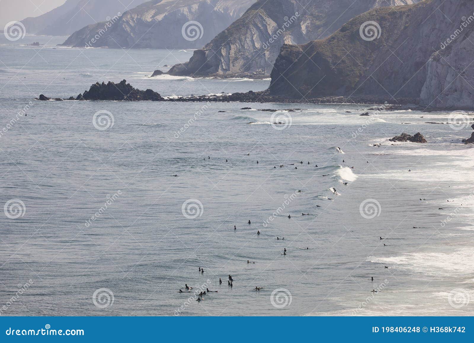 la salvaje beach viewed from above. basque country, spain