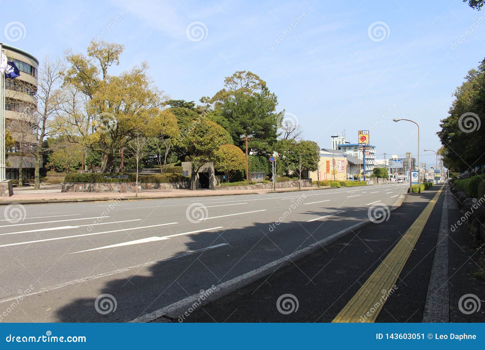 La situazione intorno alla città di Beppu durante il giorno Oita contenuta, Giappone, nel marzo 2019