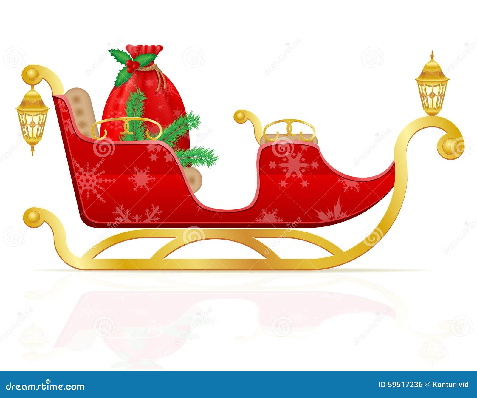 Di Che Colore è La Slitta Di Babbo Natale La Slitta Rossa Di Natale Del Babbo Natale Con I Regali Vector Il