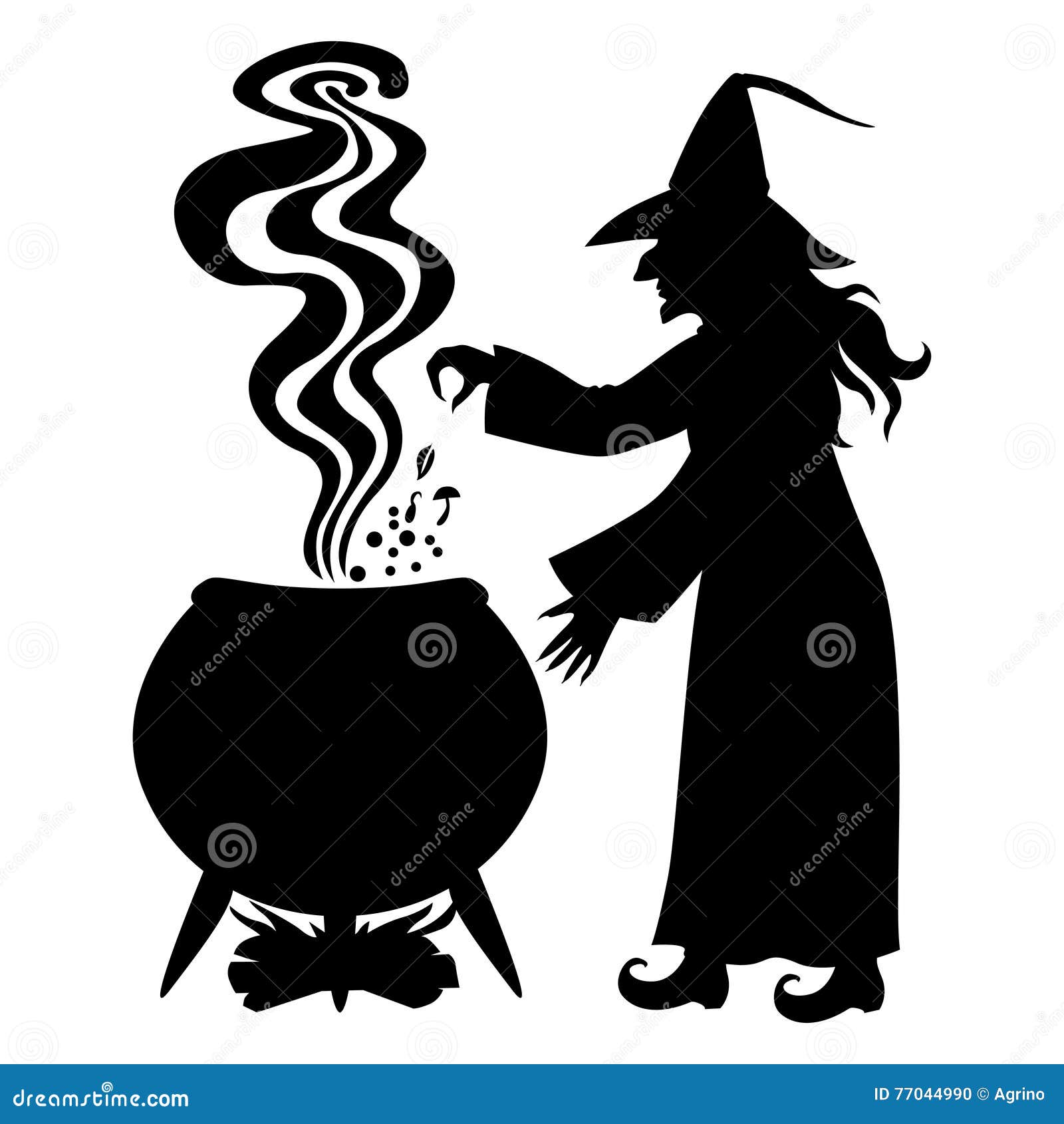 Comment Dessiner Un Chaudron De Sorcière La Sorcière Brasse Un Breuvage Magique Dans Un Chaudron Illustration de
