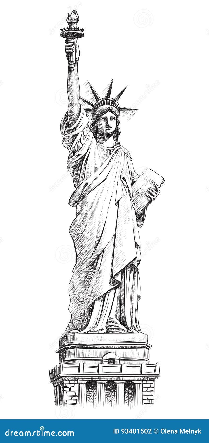 Dessin De La Statue De La Liberte La Statue De La Liberté, Dirigent L'illustration Tirée Par La Main Illustration de Vecteur - Illustration du liberté, dessin: 93401502