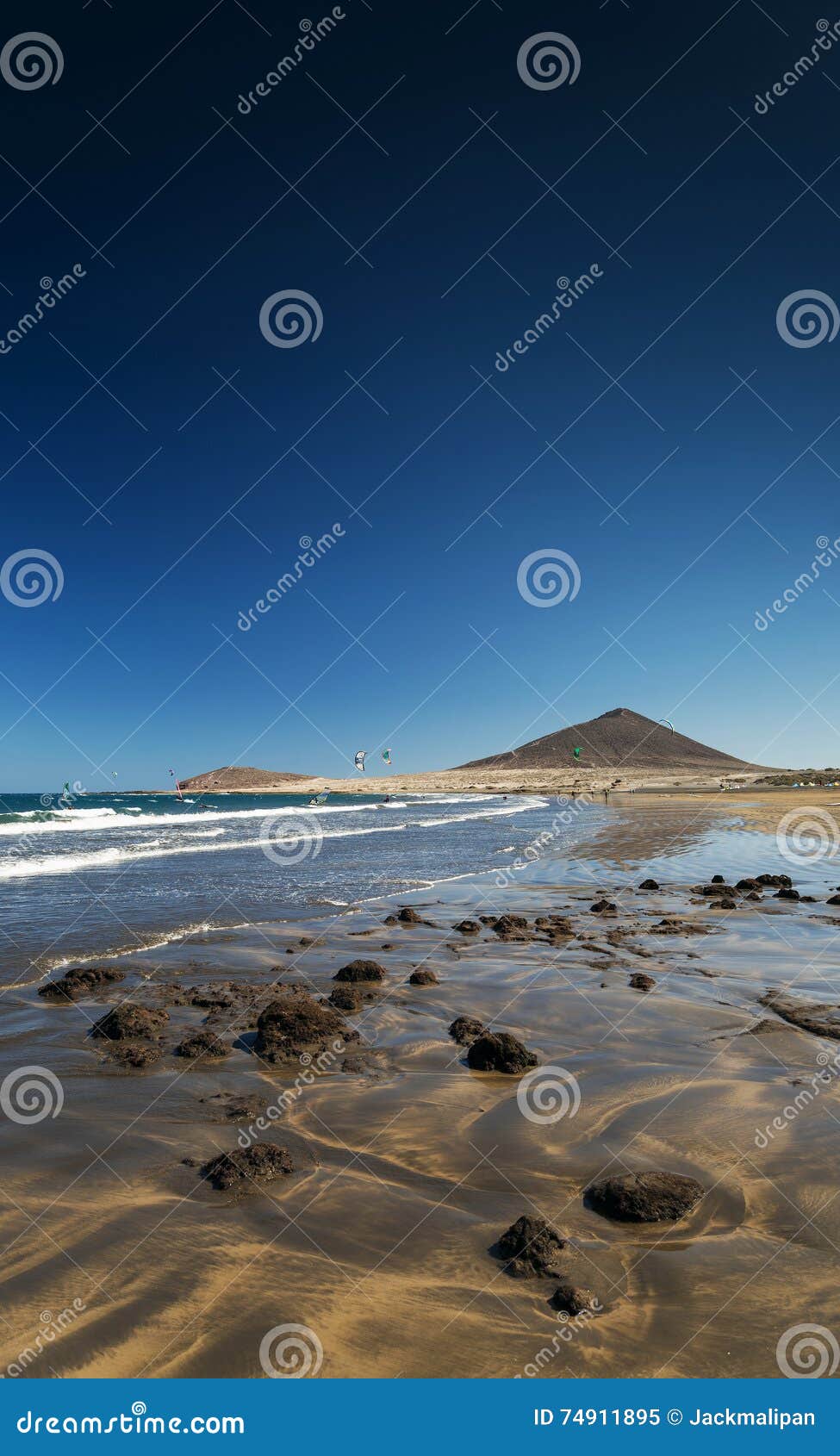 la tejita beach and montana roja in south tenerife spain