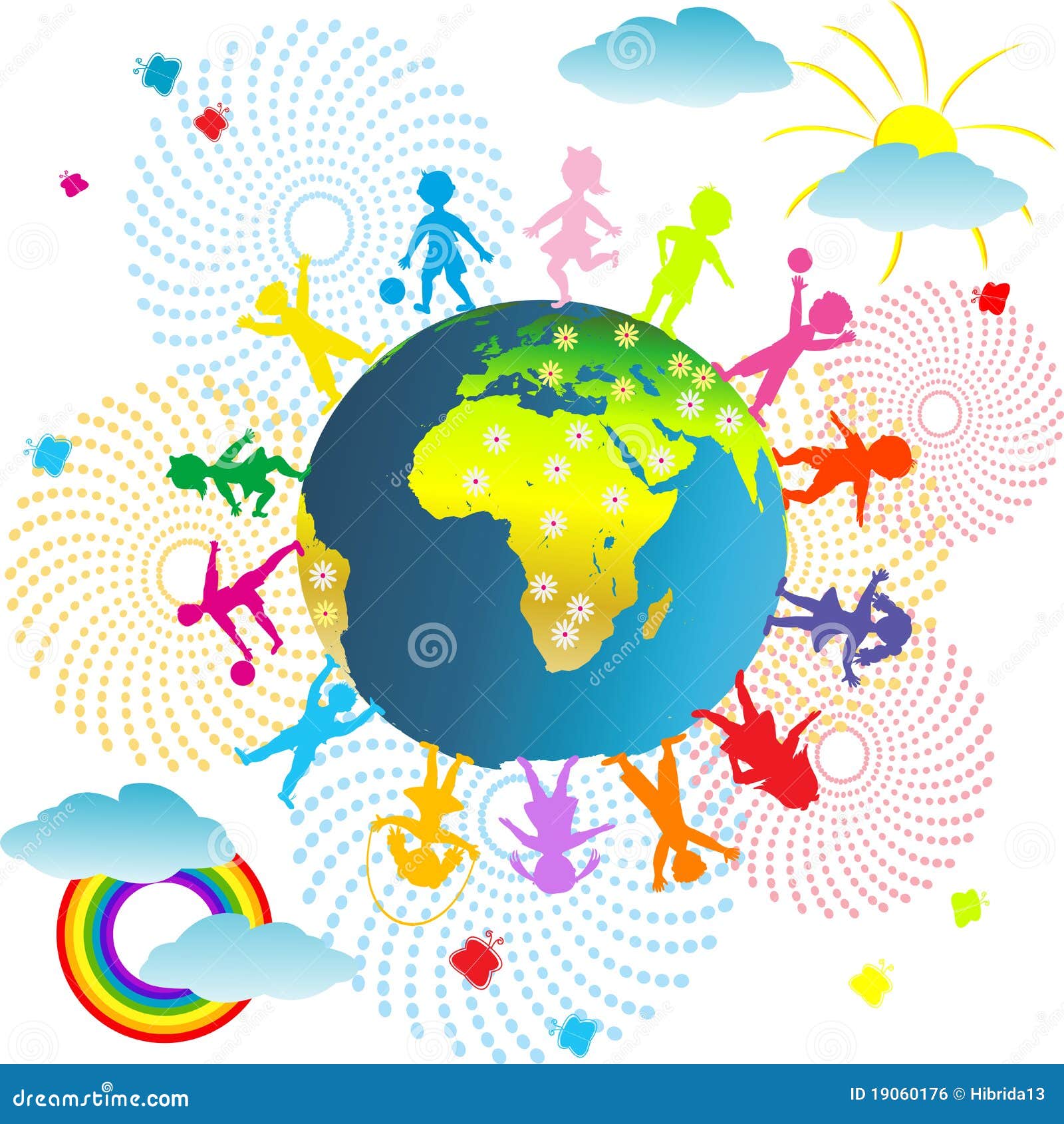 La Terre Et Enfants De Planète Illustration de Vecteur Illustration