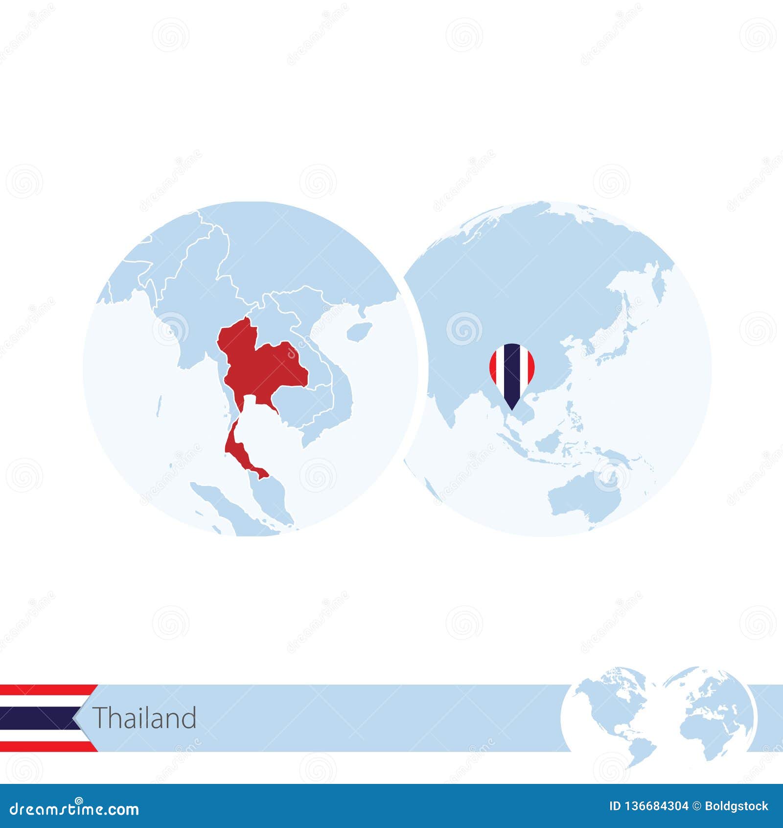 La Thaïlande Sur Le Globe Du Monde Avec Le Drapeau Et La