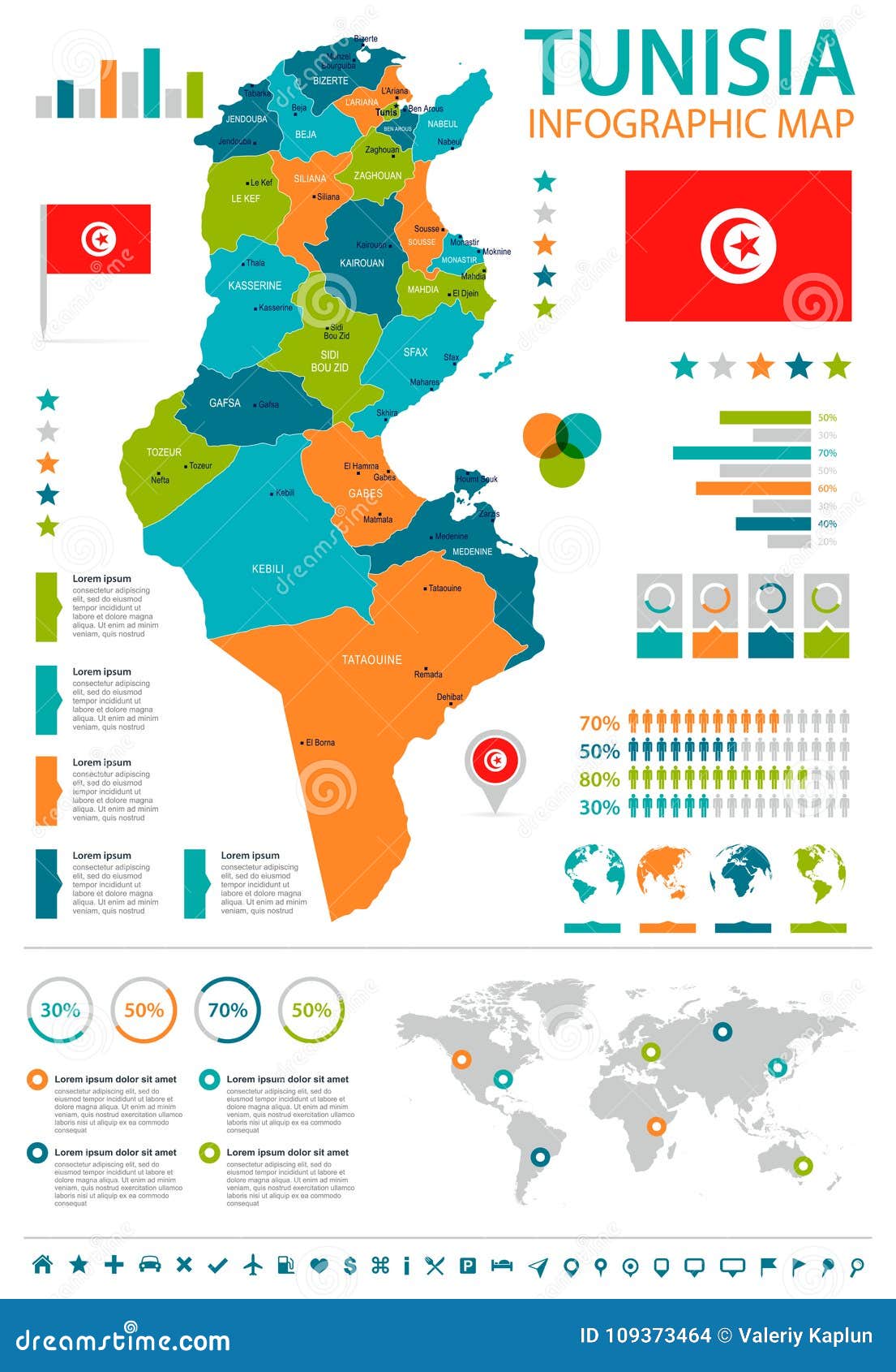 carte géographique de la tunisie détaillée