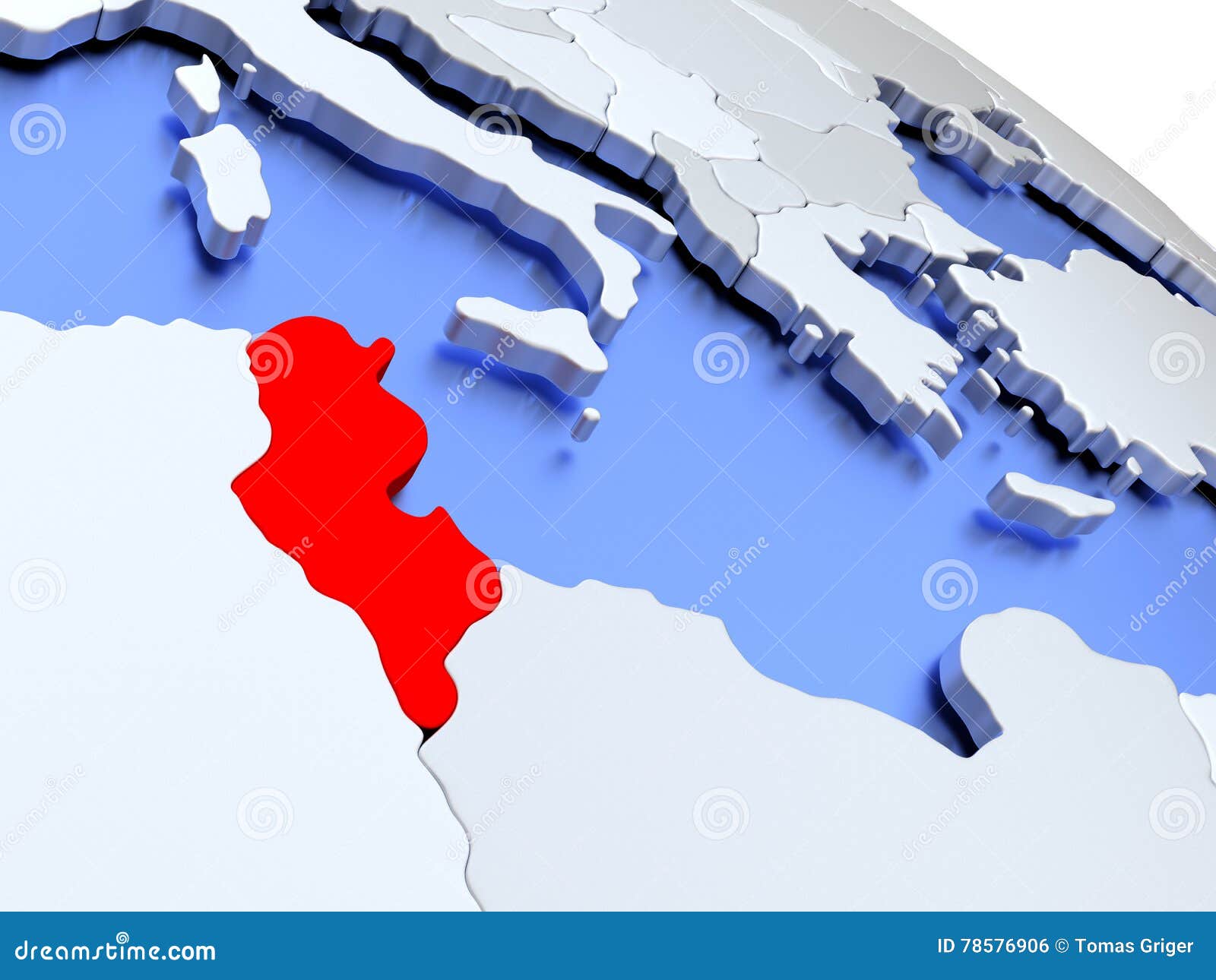 La Tunisie Sur La Carte Du Monde Illustration Stock