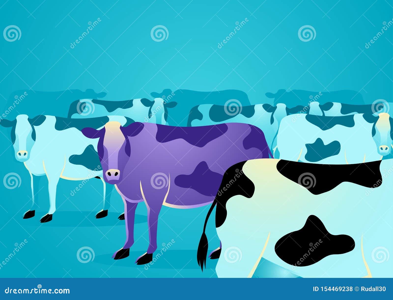 La Vaca Púrpura Se Destaca De Vacas Ordinarias Ilustración del Vector -  Ilustración de excepcional, ganador: 154469238