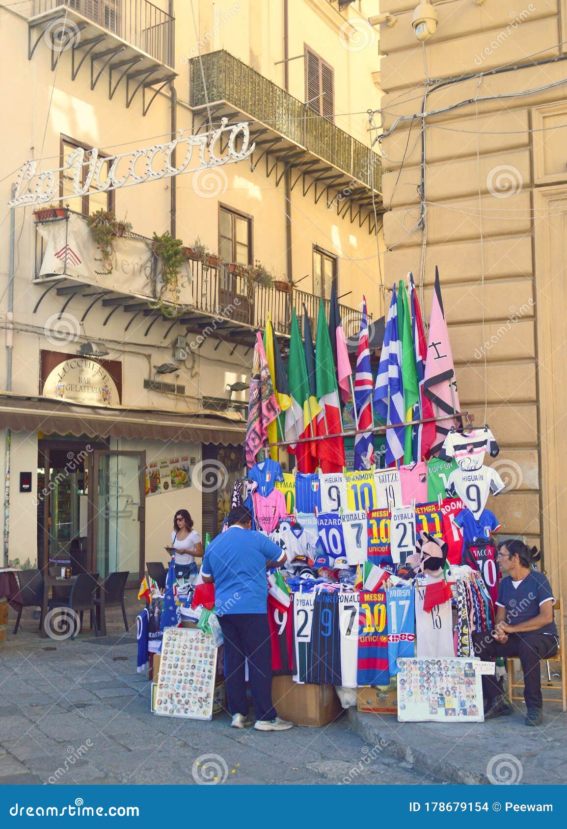 Palermo Football shirts at a market in Sicily Stock Photo - Alamy