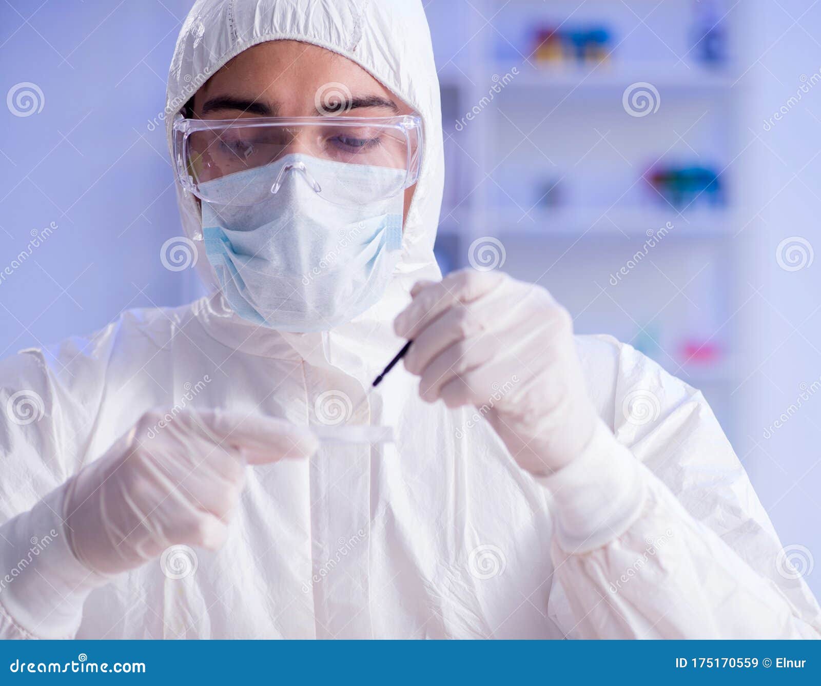 Lab Assistant Testing Blood Samples in Hospital Stock Image Image of