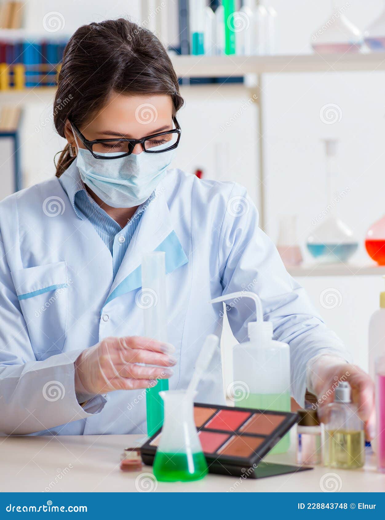Lab Chemist Checking Beauty and Makeup Products Stock Photo Image of