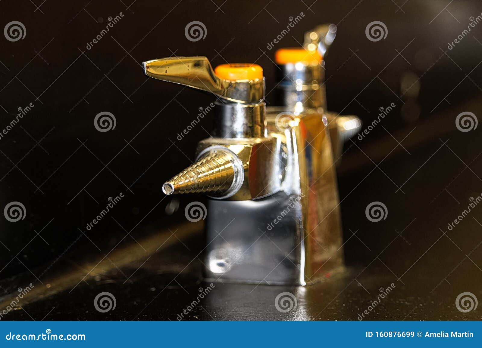 A Lab Gas Valve on a Black Table and Background Stock Image Image of bunsen, natural 160876699