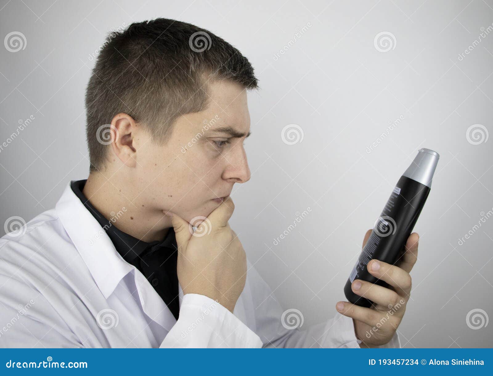 A Lab Technician Examines a Sample of Shampoo he Was Given for Analysis.  Chemical Analysis of the Composition of Detergents, Stock Photo - Image of  equipment, paraben: 193457234