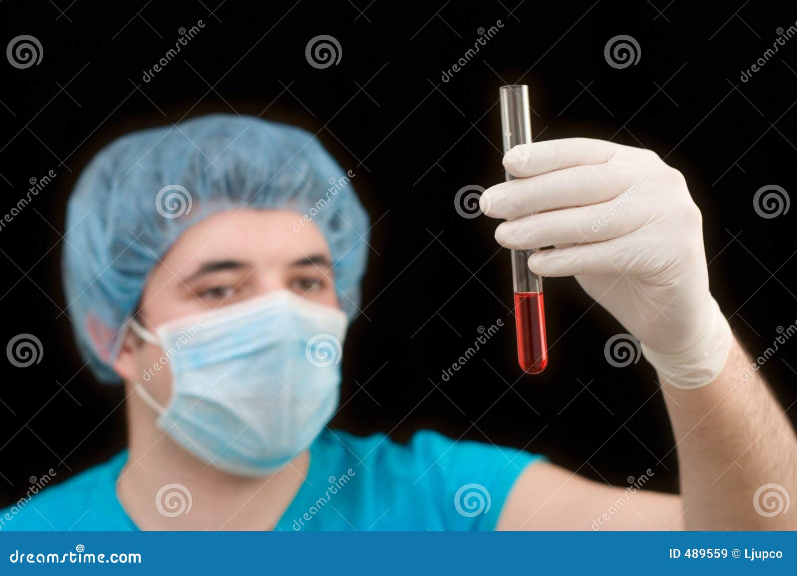 Lab Technician Examining Blood Stock Image Image of gloves, blood 489559