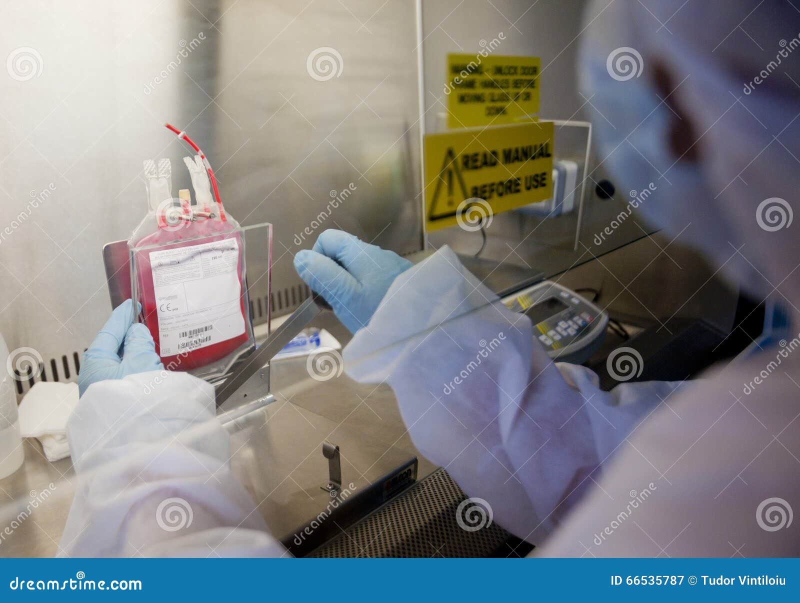 Lab Technician Performs Tests on a Blood Sample Stock Image Image of